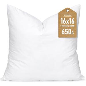 Pillow Insert, 16x16 Down Alternative Throw Pillow Insert. Ultra Soft Fluffy Sleeping Pillow with 100% Cotton Cover, Decorative Pillows-White.