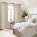 Pinch Pleat Semi Sheer Curtains 84 Inches Long for Bedroom,Elegant Natural Beige Faux Linen Light Filtering Heat Textured Curtains 2 Panels Set with Track Hooks/Rings for Living Room Windows W40 xL84