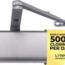 LYNN HARDWARE Extra Heavy Duty Automatic Door Closer (Silver) - Commercial Grade, Contractors Choice, Adjustable Speed, Delayed Closing Timer, 3 Mounting Options, 3 Hour Fire Rated (DC9016 Model) (Aluminum)