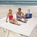 Genovega Cotton Turkish Beach Towel Pool Blanket Sandproof Fast Dry Thin Extra Large XL Compact Shelter Canopy Tent Must Haves Ship Cruise Essentials Spa Accessories Summer Vacation Item Mr Mrs Gift (Giant Large 82" x90", Stripe Beige)