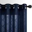 KOUFALL Navy Blue Curtains Drapes 84 Inch Length 2 Panels Set, Sheer Dark Blue Patterned Christmas Winter Curtains for Living Room Bedroom