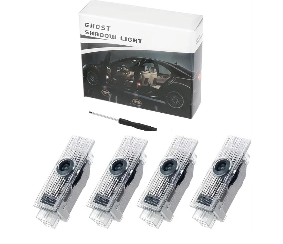 LED Car Door Logo Projector Lights, 4 Pack HD Logo Puddle Lights Compatible with BMW 1/3/4/5/6/7/X Series, Waterproof Door Welcome Light with Flame Retardant Shell