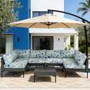 14Pcs Outdoor Cushion Covers Replacement Washable Waterproof UV w/Zipper for 6-Seaters Sofa Patio Slipcovers Set Seat and Back Covers Only (Morocco Dream, 25x25x3.15inch)