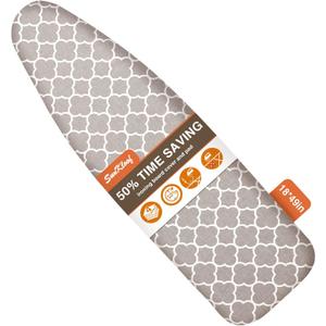 Extra Wide Ironing Board Cover and Pad,18X49 Reflective Silicone Ironing Board Cover,Resist Scorching and Staining,4 Fasteners,Elastic Edges,Large Protective Scorch Mesh Cloth,18X49in (Gray)