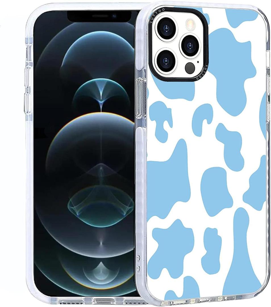 for iPhone 12 Pro Max Case - Blue Cow Print Pattern Phone case - TPU Shock Absorption Protection Phone Cover Case for iPhone 12 Pro Max Case - Blue Cow Print Pattern Phone case - TPU Shock Absorption Protection Phone Cover Case