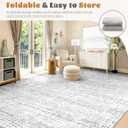 6x9 Area Rugs Washable Rug, Abstract Living Room Rug Large Neutral Modern Area Rug Soft Non Slip Low Pile Stain Resistant Indoor Carpet for Bedroom Nursery Kids Dining Room Office(Grey, 6'x9')