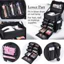 Stagiant Professional Rolling Makeup Case Soft Sided Cosmetology Organizer Wheeled Nylon Train Case Portable Travel Supply Station for Makeup Artist Nail Technician Hair Stylist Crafters (EXP 10/29/34)