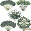 120 Pcs Artificial Eucalyptus Stems, 4 Kinds Mixed Faux Greenery Stems Fake Silver Dollar Eucalyptus Leaves Bundle for DIY Bouquets Centerpiece Spring Floral Arrangement Wreath Home Wedding Decor