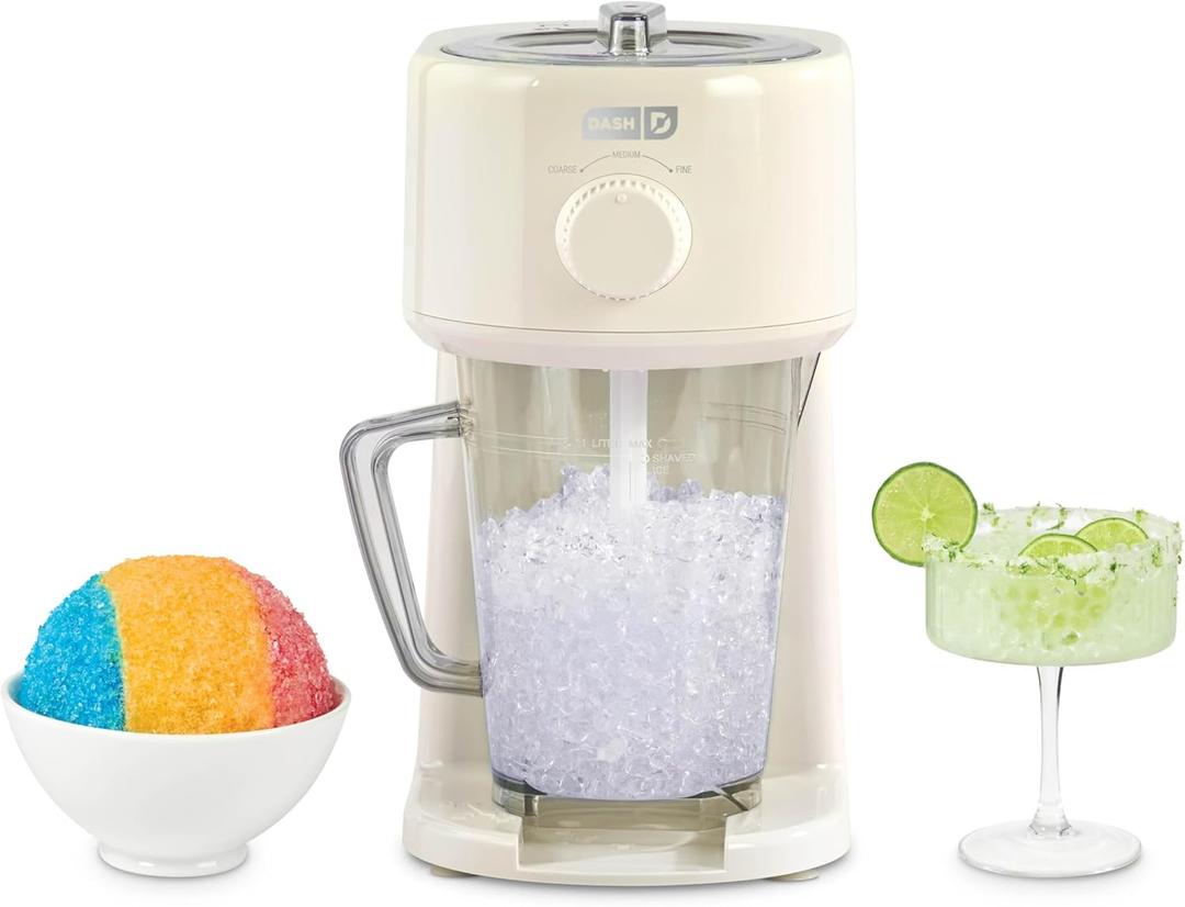 Dash Deluxe Shaved Ice & Slushy Maker with Serving Pitcher, 1L, Multi-Purpose Ice Shaver Machine for Homemade Shaved Ice, Snow Cones, Slushies, Cocktails & More - Cream