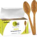 Premium Quality100% Biodegradable Spoons Made of Vegetable Fibers, 100 PCS of 6.7” Long Heavy-Duty and Splinter Free Eco-Friendly Spoons, Perfect Sustainable Cutlery for All Types of Occasions