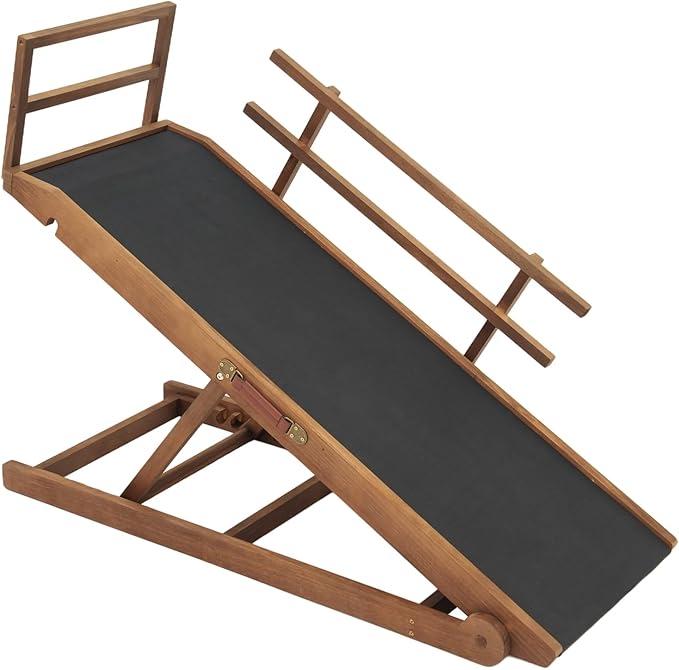 Dog Ramp for Bed Couch - Pet Steps Stairs to Get on Bed Couch 11.8"-27.5" High for Small or Large Dog Up to 200 lbs, Adjustable Wooden Dog Ramp Steps Foldable Portable, Anti-Slip Carpet (S-Brown)