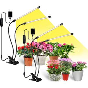 bseah Grow Light Plant Light Indoor Plants, Full Spectrum Clip Plant Growing Lamp, 10-Level Dimmable, Auto On Off Timing 3 9 12Hrs (2 Pack)