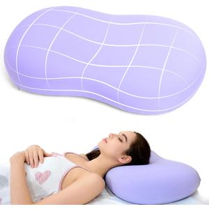 KEEPMOV Memory Foam Pillows - Cervical Neck Pillows for Pain Relief, Ergonomic Contour Pillow for Side Back Stomach Sleepers (Purple)