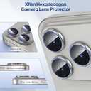 2 x Xfilm for iPhone 17 Pro / 17 Pro Max Camera Lens Protector 16-Facet, Individual Metal with 9H Hardness, Scratch-Proof Camera Screen Protector, Stylish Accessories, Case Friendly (Titanium Gray)