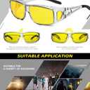 Anti-Glare Night-Driving Glasses Fit-Over-Glasses: Night Vision Glasses for Men Wrap-Around Glasses for Women (Transparent Grey + Matte Black + Transparent Blue)