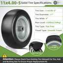 2 PCS 11x4.00-5" Lawn Mower Tires Flat Free,3/4" 5/8" 1/2" Bushing,3.4"-4"-4.5"-5" Centered Hub,Universal Fit Smooth Tread Tire for Zero Turn Lawn Mowers, with Universal Adapter Kit (Gray Rim)