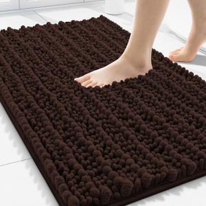 Smiry Bathroom Rugs Mat 30x20, Extra Soft Absorbent Chenille Bath Rugs, Non Slip Rubber Backing Machine Washable Quick Dry Bath Mats for Bathroom Floor, Tub, Shower, Home Decor Accessories, Brown