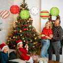 Bencailor 12 Pcs Christmas Hanging Paper Lanterns Set Decorative Christmas Party Lanterns Round Hanging Lamps for Xmas Home Decoration Supplies Props Graduation Holiday Decor(Christmas Tree, 12 Inch)