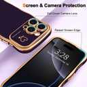 Hython for iPhone 16 Pro Case Wave Wavy Phone Cases with Love Heart, Luxury Plating Edge Cute Curly Shape Cover for Women Girls, Thin Slim Soft TPU Rubber Shockproof Protective Cover, Dark Purple