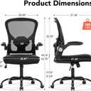 Ergonomic Office Chair, Computer Desk Chair with Adjustable Lumbar Support, Breathable Mesh Office Chair with Flip-up Armrests, Rocking Function, Comfy Home Office Desk Chair, Black