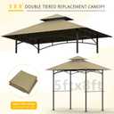Grill Gazebo Replacement Canopy Top, 5'x8' Top Double Tiered Replacement Canopy Roof, Grill Shelter Cover Roof Fit for Gazebo Model L-GG001PST-F (Khaki)