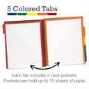 Samsill Spiral Folder Organizer (2-Pack)- 5 Dividers & 10 Pockets with Zipper Pouch, Multi Pocket Color Cordinated Folder Binder with Customizable Tabs, Document Organizer (Basic)