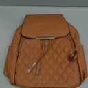 KKXIU Quilted Trendy Leather Backpack Purse for Women and Ladies Shoulder Travel Daypacks Bags (Brown)