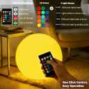 20 inch Large LED Globe Ball Light, Rechargeable LED Orb Light, Dimmable 16 RGB Colors Globe Floor Lamp w/Remote, Indoor/Outdoor Waterproof Glowing Globe Mood Lamp for Home Garden Patio Party