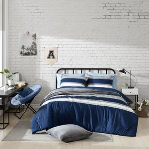 Nautica - Twin/Twin XL Comforter Set, Reversible Bedding with Matching Sham, Medium Weight, Dorm Essentials, Oeko-Tex Certified (Heathered Block Grey)