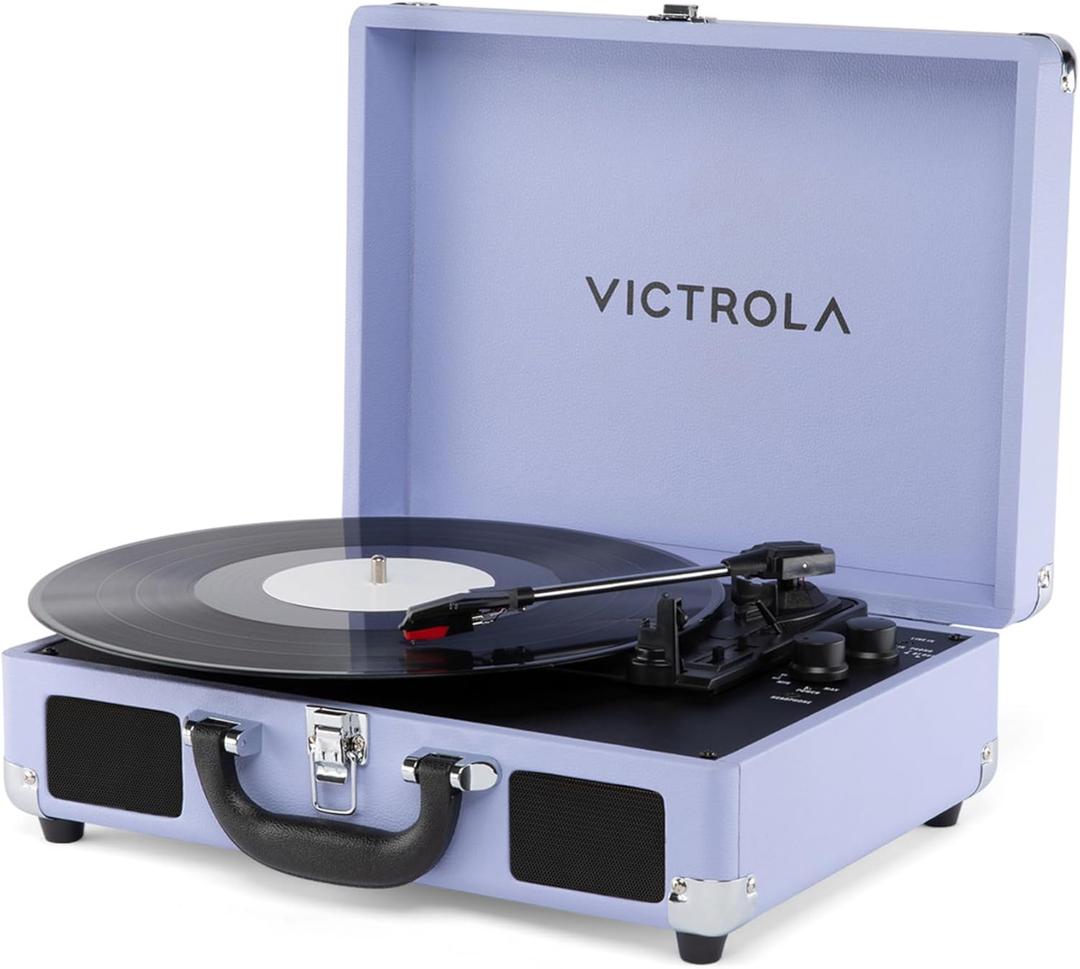 Victrola Journey II (2025 Model)  Bluetooth Suitcase Record Player  Built-in Stereo Speakers with Enhanced Bass, 3-Speed Turntable, Bluetooth Input and Output, RCA & Headphone Outputs (Lavender)