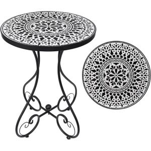 14" Mosaic Outdoor Side Table,Patio Accent Table Round Coffee Table, 14 inches x 14 inches x 21.34 inches