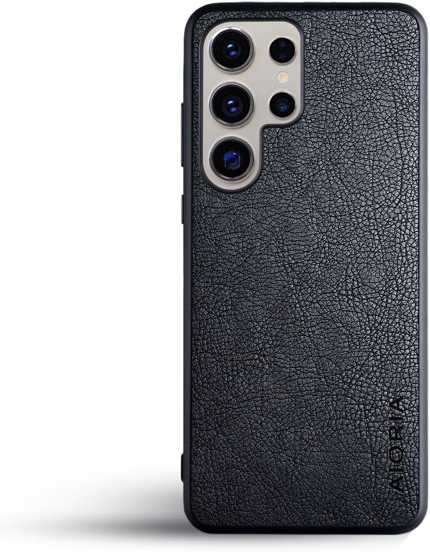 for Samsung Galaxy S25 Ultra Case, 6.8" Screen Premium PU Leather Cover Retro Business Design Full Protective Case for Samsung S25 Ultra 5G (Black)