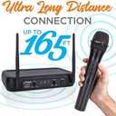 Pyle Channel Microphone System-VHF Fixed Dual Frequency Wireless Set with 2 Handheld Dynamic Transmitter Mics, Receiver Base-for PA, Karaoke, Dj Party (PDWM2135) , Black