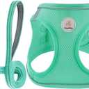 Hipubby Dog Harness and Leash Set, No Pull Soft Mesh Puppy Harness for Small Medium Dogs, Cats - Step in Reflective Breathable Lightweight Vest Harness for Walking, Training - Green, S (S (Chest: 15.5"-17"))