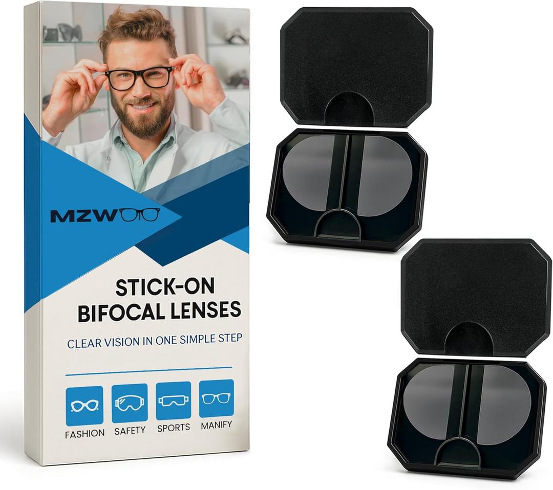 2 Pack Stick On Bifocal Lenses for Sunglasses, Convert Eyewear into Reading Glasses, Reusable & No Water Required, +1.5