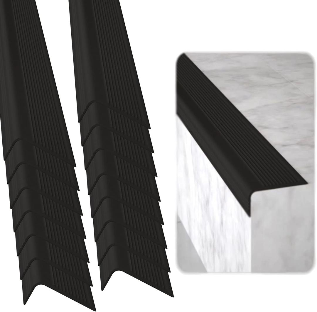 Rubber Bond Stair Edge Protector (Pack of 15) 36x2x1 inch Anti-Slip Stair Corner Trim Rubber Strips - Waterproof Self-Adhesive Staircases for Outdoor & Indoor Uses | Protect Kids & Pets - Black