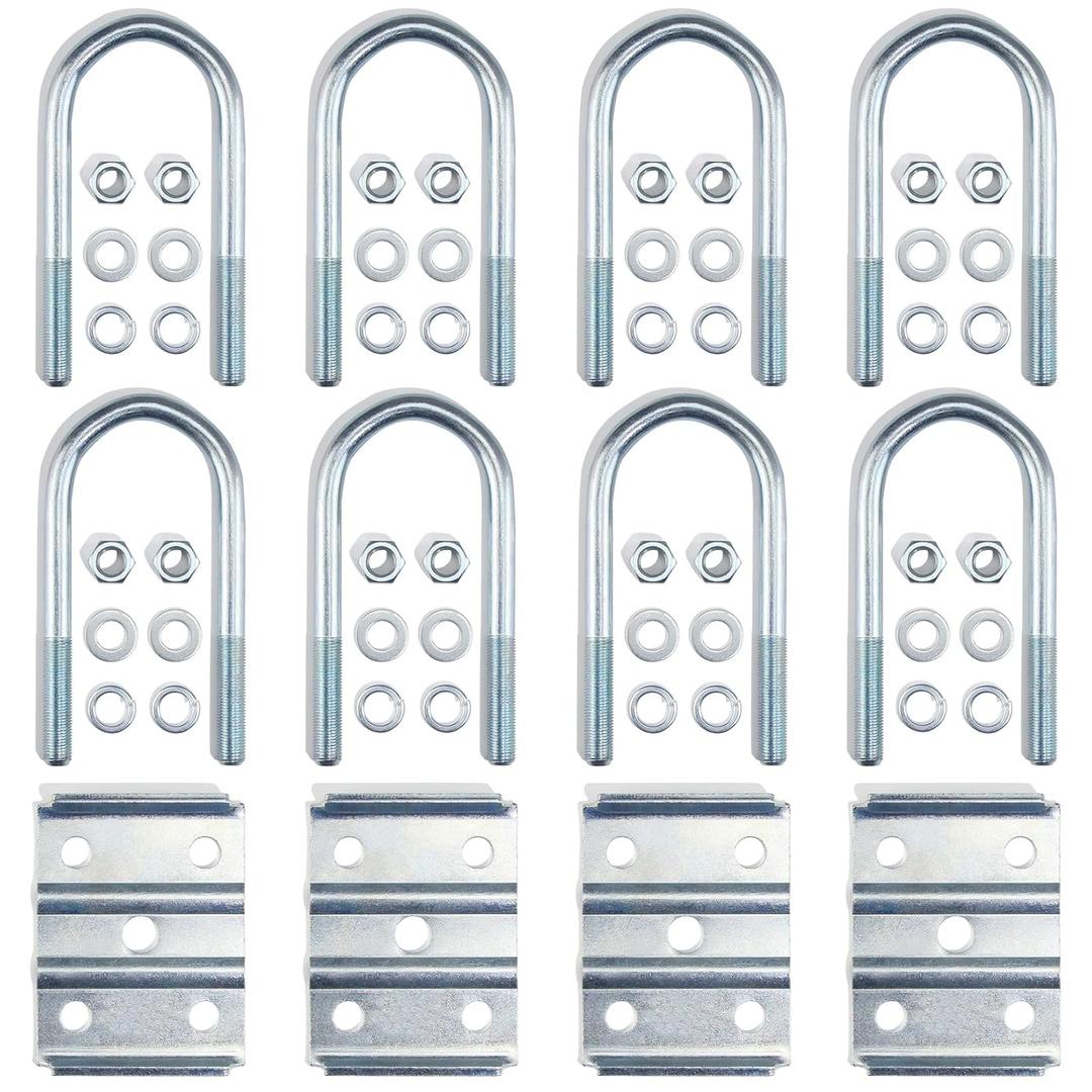2Sets Trailer U Bolt Kits for 3500 lbs 2-3/8" Round Axle, 6-1/4" Long, 1/2 Diameter, Trailer Axle U-Bolt Leaf Spring U Bolts Kit for 3,500lbs