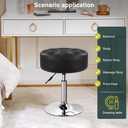 BFTOU Black 4.9-inch Thickened Vanity Stool Round PU Leather Swivel Height Adjustable Makeup Chair Ottoman for Bedroom Living Room SPA Salon Shop Small, 13"D x 13"W x 23.4"H