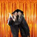 GOER 3.2 ft x 8.2 ft Metallic Tinsel Foil Fringe Curtains Party Photo Backdrop Party Streamers for Birthday,Graduation,New Year Eve Decorations Wedding Decor (5 Packs,Orange)