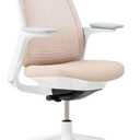Haworth Breck Ergonomic Office Chair with Lumbar Support, Blush/White Trim, 28.5 inches x 28.5 inches x 39 inches