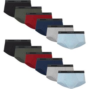 Hanes Men's Underwear Brief Pack, Dyed Cotton Briefs, Moisture-Wicking Underwear for Men, Mid-Rise, 12-Pack, XL