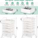 5 Drawer Rolling Storage Cart with Pegboard Top and Hooks, Mobile Utility Organizer with Wheels for Office Supplies, Craft Storage, Classroom Organization, Home Storage Cart, White