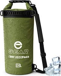 Enthusiast Gear Insulated Dry Bag Floating Cooler 10L / 15L Roll Top, Leak Proof, Waterproof, Collapsible, with Padded Shoulder Strap - Perfect for Kayaking Fishing Beach Hiking (10 Liter, Green)