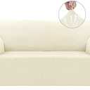 Asnomy Sofa Covers for 2 Cushion Couch Stretch loveseat Covers Slipcovers, Pet Protector Furniture Covers for Dogs Cats Spandex Jacquard Fabric Small Checks （Medium，Off-White）