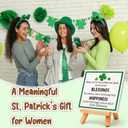 St Patricks Day Decoration - Happy Saint Patricks Day Accessories Decor, Wood Ceramic Irish Blessing Table Desk Sign, Green Lucky Shamrock Home Office Spring Tiered Tray Decor Centerpiece