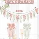 VitalCozy 1 PCS White Pink Bow Garland Banner, Satin Ribbon Hanging Party Bow Garland Decoration for Birthday Baby Shower Wedding Party Supplies