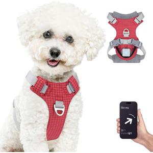 TagME No Pull Dog Harness with 2 Leash Clips,Lightweight & Visible for All-Day Walking,No Choke Pet Vest Includes AirTag Holder for Small Dogs,Melon Red