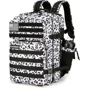25L Tactical Backpack Military Tactical Backpack for Men and Women Small Assault Pack Outdoor Travel Hiking Camping Rucksack with Molle Webbing (White Leopard)