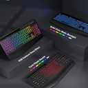 Wireless Keyboard and Mouse Combo - 9 Backlit Effects, RGB, Ergo Wrist Rest, Phone Holder, 2.4G Full Size, Rechargeable, Sleep Mode, KM22 MAX Quiet Set for Computer, PC, Laptop, Mac, Windows- SABLUTE