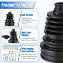 PIFOOG 2PCS CV Boot Repair Kit for 19mm to 24mm Shafts Universal Car CV Axle Joint Boots Replacement Constant Velocity Kits with Clamps Cable Ties Dustproof Flexible Silicone Black